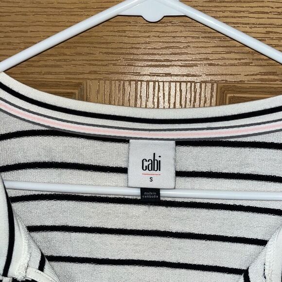 Cabi Relax Game Day Tie Neck Striped Sweatshirt Top Small #5746 - Picture 4 of 6